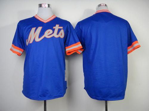 Mitchell And Ness Mets Blank Blue Throwback Stitched MLB Jersey - Click Image to Close